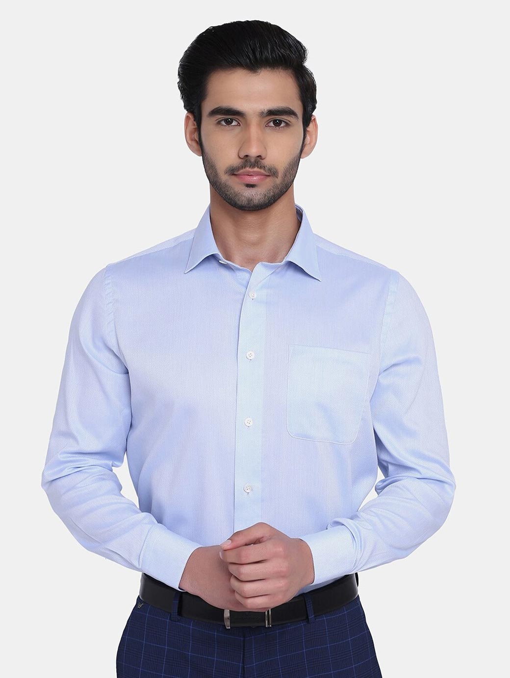 Men Blue India Slim Fit Cotton Formal Shirt