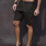 Men Charcoal Grey Solid Regular Fit Regular Shorts