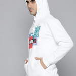Men White Printed Brand Love Hooded Sweatshirt