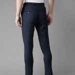 Men Navy Blue Tapered Fit Trousers