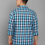 Men Blue Slim Fit Tartan Checks Checked Pure Cotton Casual Shirt