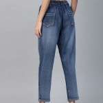 "Women Blue Pure Cotton Relaxed Fit High-Rise Clean Look Cropped Jeans "