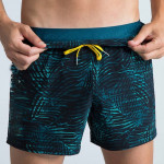 Men Black & Turquoise Blue Palm Printed Water Repellent Swim shorts